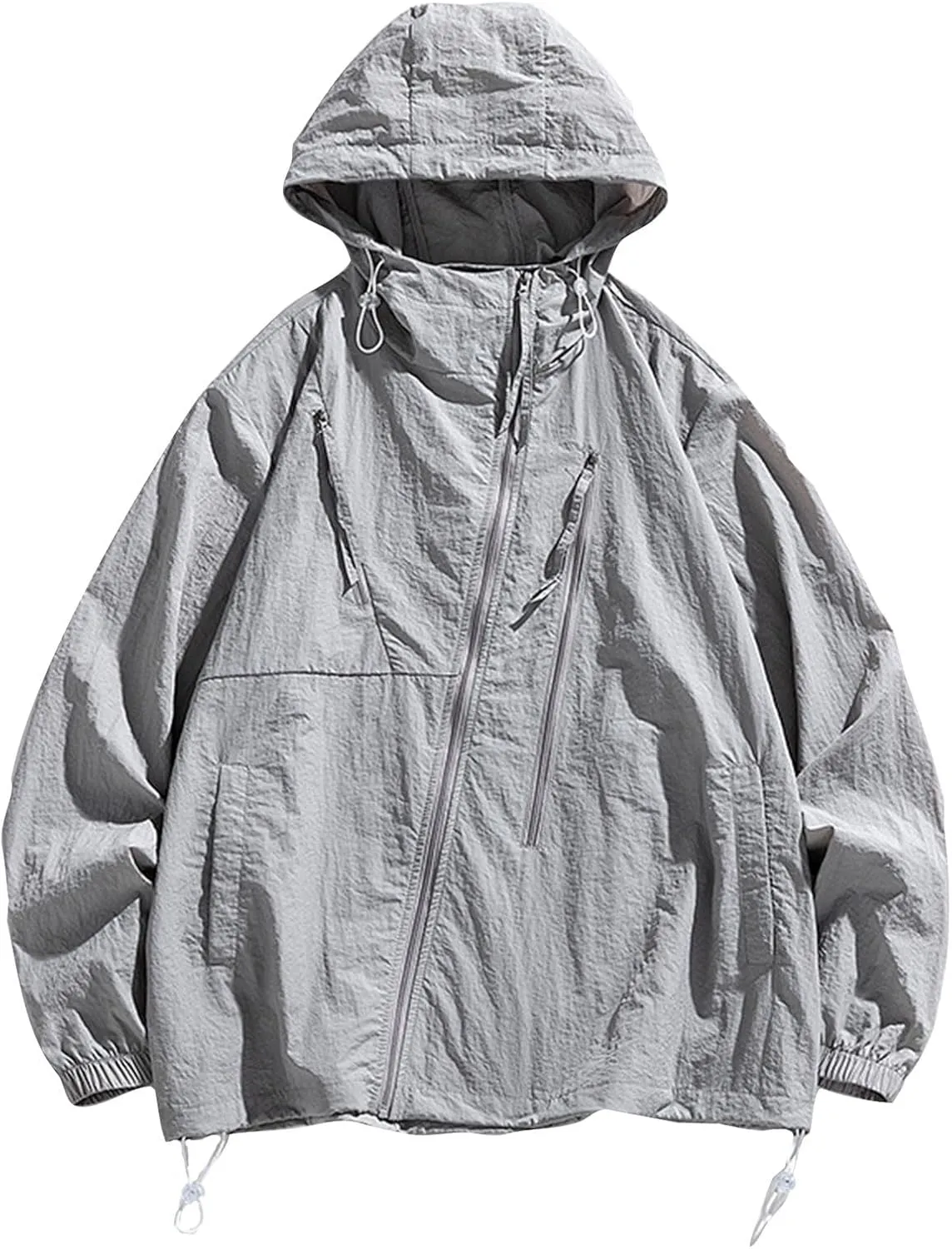 Stylish Sun Jacket for Men 2025 Irregular Pocket Casual Hoodie Long Sleeve Hooded Summer Jackets Athletic Coats