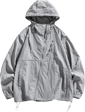 Stylish Sun Jacket for Men 2025 Irregular Pocket Casual Hoodie Long Sleeve Hooded Summer Jackets Athletic Coats