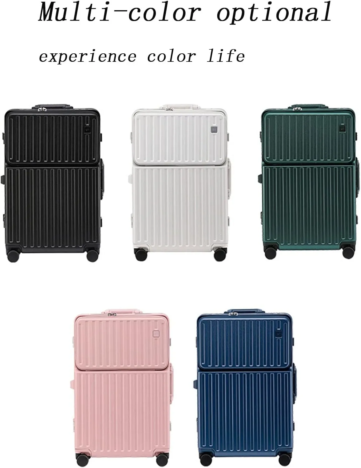 Suitcase, Expandable Rollers, Large Capacity and Comfortable Carrying with Cup Holders, 360 Shock-Absorbing Silent Universal Wheels (Green 24 inches)