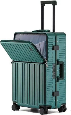 Suitcase, Expandable Rollers, Large Capacity and Comfortable Carrying with Cup Holders, 360 Shock-Absorbing Silent Universal Wheels (Green 24 inches)