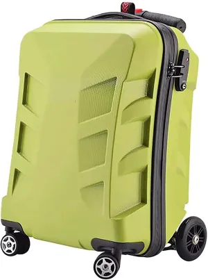 Suitcase Suitcases with Wheels 21 Inch Carry On Luggage Creative Pc Scooter Hard Suitcase Waterproof Shock-Absorbing Student Luggage (Green)
