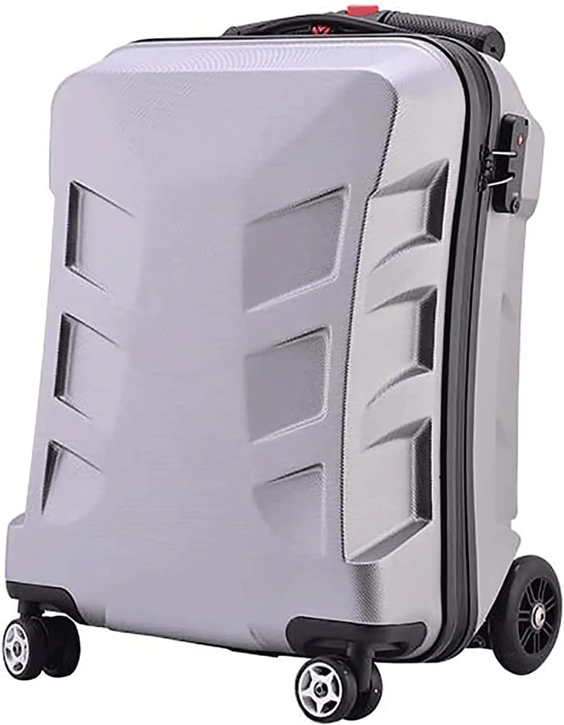 Suitcase Suitcases with Wheels 21 Inch Carry On Luggage Creative Pc Scooter Hard Suitcase Waterproof Shock-Absorbing Student Luggage (Grey)