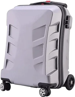 Suitcase Suitcases with Wheels 21 Inch Carry On Luggage Creative Pc Scooter Hard Suitcase Waterproof Shock-Absorbing Student Luggage (Grey)