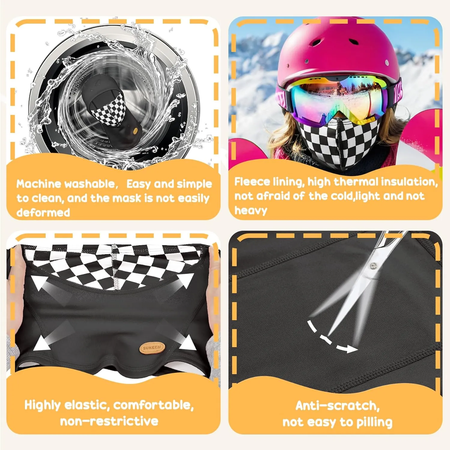 Sukeen Kids Winter Balaclava Ski Mask for Girls Boys Breathable Face Mask Warmer Face Cover with Neck Gaiters for Outdoor