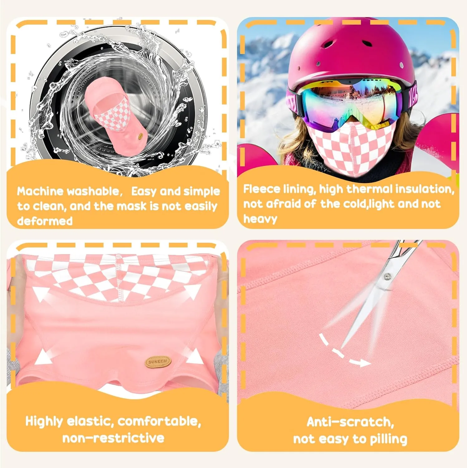 Sukeen Kids Winter Balaclava Ski Mask for Girls Boys Breathable Face Mask Warmer Face Cover with Neck Gaiters for Outdoor