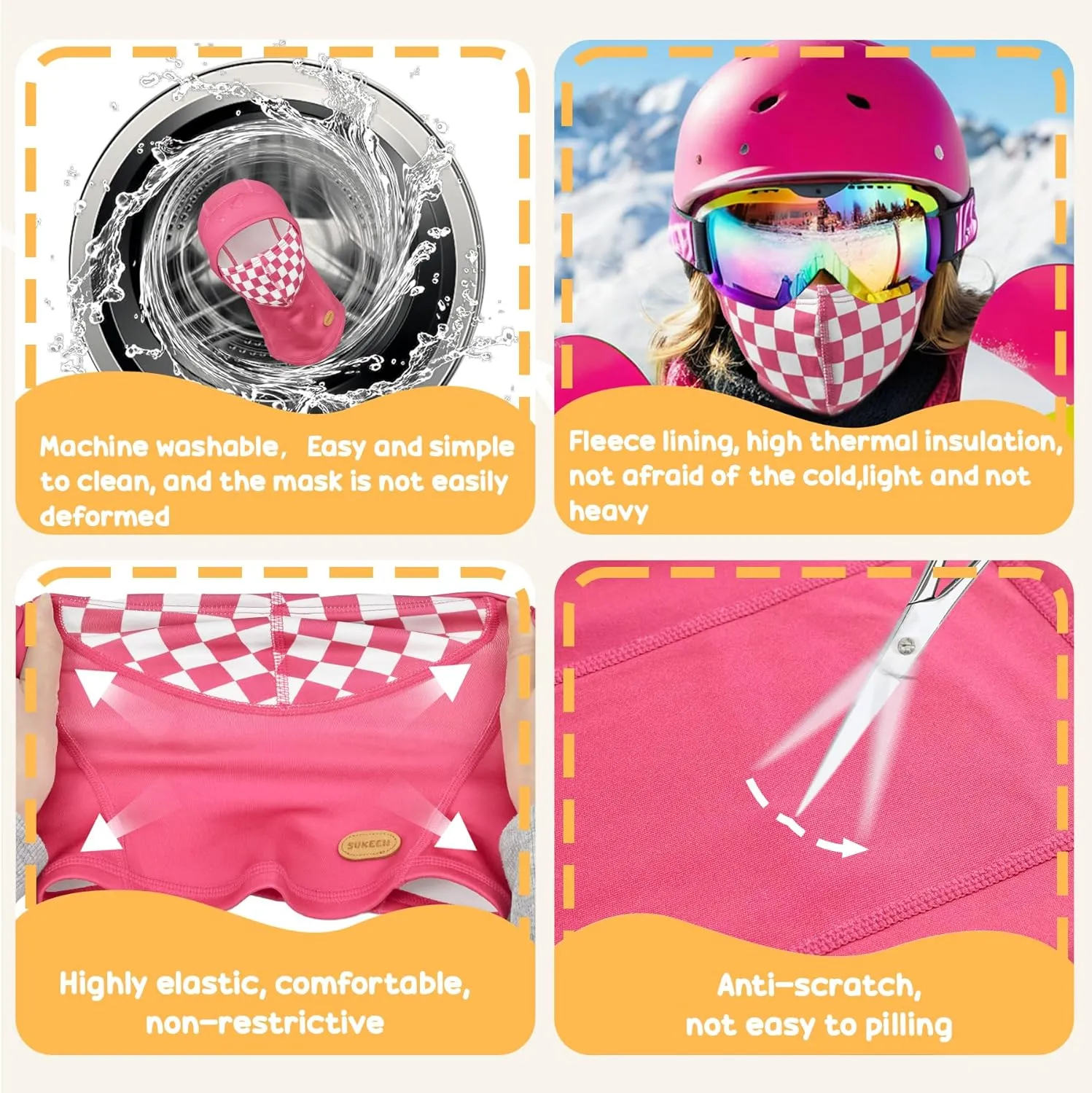 Sukeen Kids Winter Balaclava Ski Mask for Girls Boys Breathable Face Mask Warmer Face Cover with Neck Gaiters for Outdoor