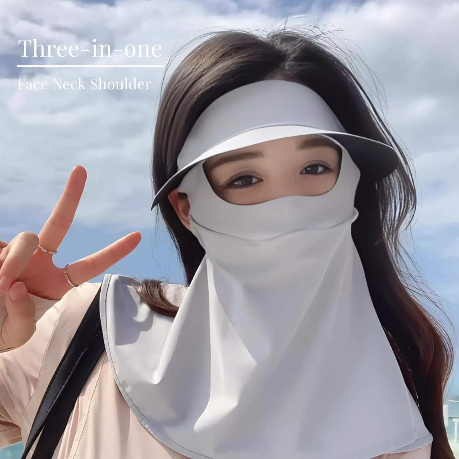 Sun Protection Integrated Face Mask Sun Hat with Extended Neck Protection Summer UV Protective Cycling Outdoor Wear for Women