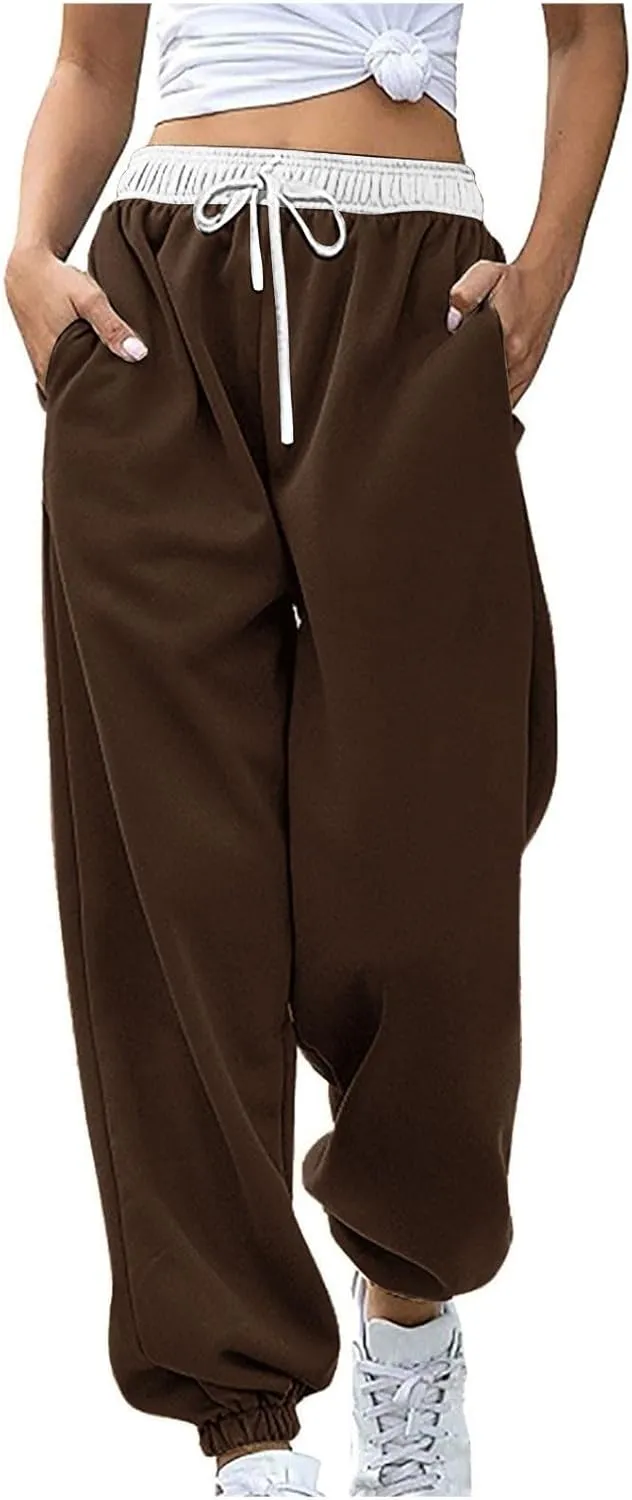 Sweat Pants for Womens High Waisted Baggy Sweatpants Casual Drawstring Workout Pants Jogger 2025 Fall Outfits