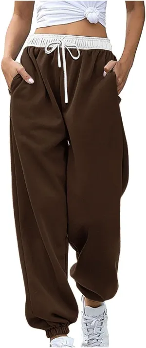 Sweat Pants for Womens High Waisted Baggy Sweatpants Casual Drawstring Workout Pants Jogger 2025 Fall Outfits