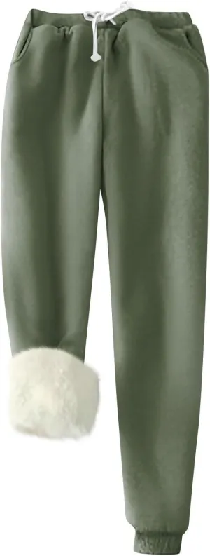 Sweatpants Women Winter Warm Fleece Lined Leggings Women Sherpa Active Running Jogger Pants Womens Fall Fashion 2024