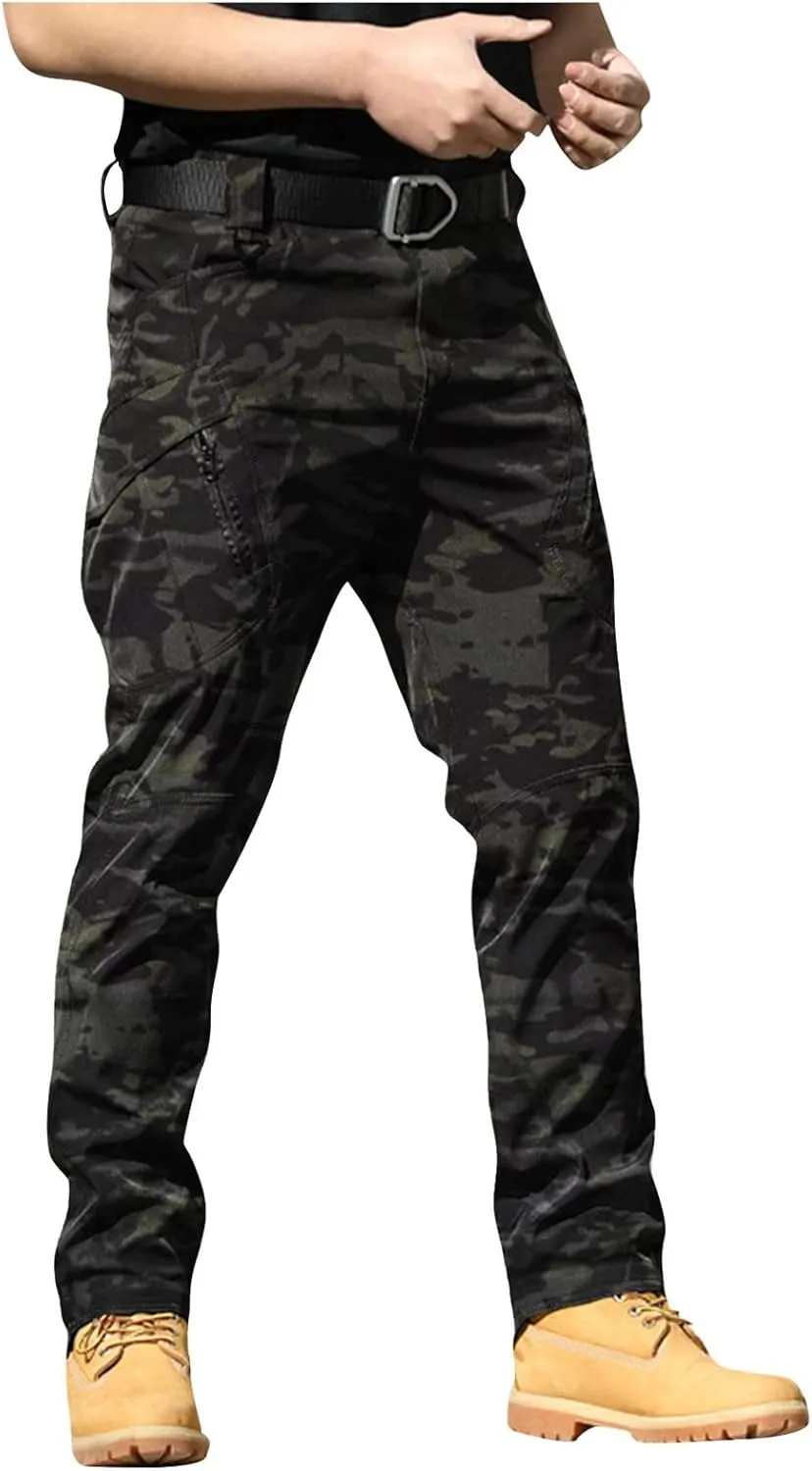Tactical Pants for Men Relaxed Fit Ripstop Work Cargo Pants Stretch Flex Camo Hiking Pant Multi Pockets Outdoor Clothing