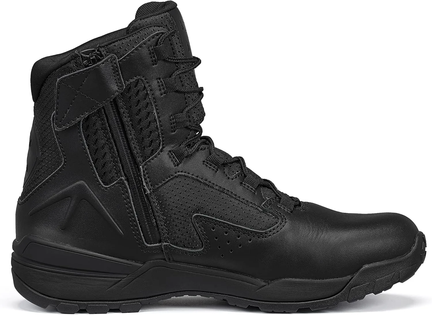 Tactical Research TR1040-ZWP 7 Waterproof Ultralight Black Tactical Boots for Men with Zipper - Leather and Nylon with BBP Lining and TR HiTRAC Outsole for Police and EMS