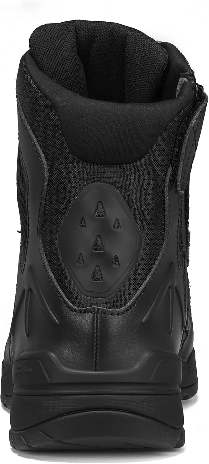 Tactical Research TR1040-ZWP 7 Waterproof Ultralight Black Tactical Boots for Men with Zipper - Leather and Nylon with BBP Lining and TR HiTRAC Outsole for Police and EMS