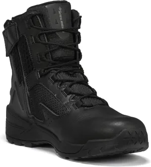 Tactical Research TR1040-ZWP 7 Waterproof Ultralight Black Tactical Boots for Men with Zipper - Leather and Nylon with BBP Lining and TR HiTRAC Outsole for Police and EMS