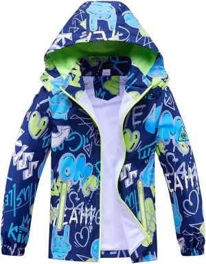 TAPUU Kids Boy Rain Jackets LightWeight Waterproof Zip Hooded Windbreakers