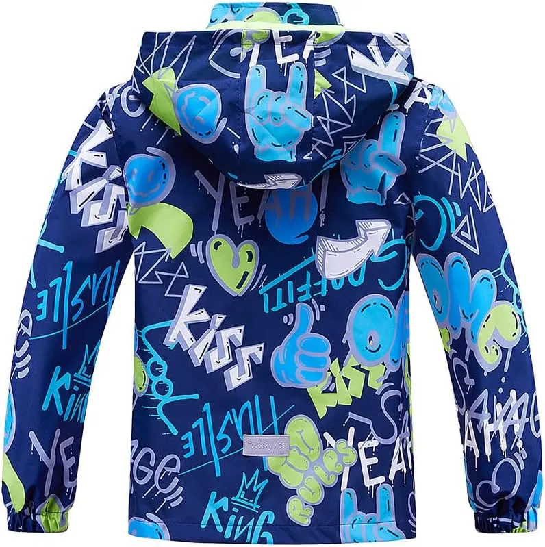 TAPUU Kids Boy Rain Jackets LightWeight Waterproof Zip Hooded Windbreakers