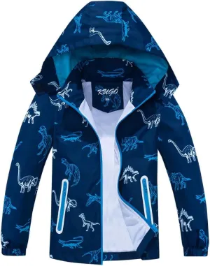 TAPUU Kids Boy Rain Jackets LightWeight Waterproof Zip Hooded Windbreakers