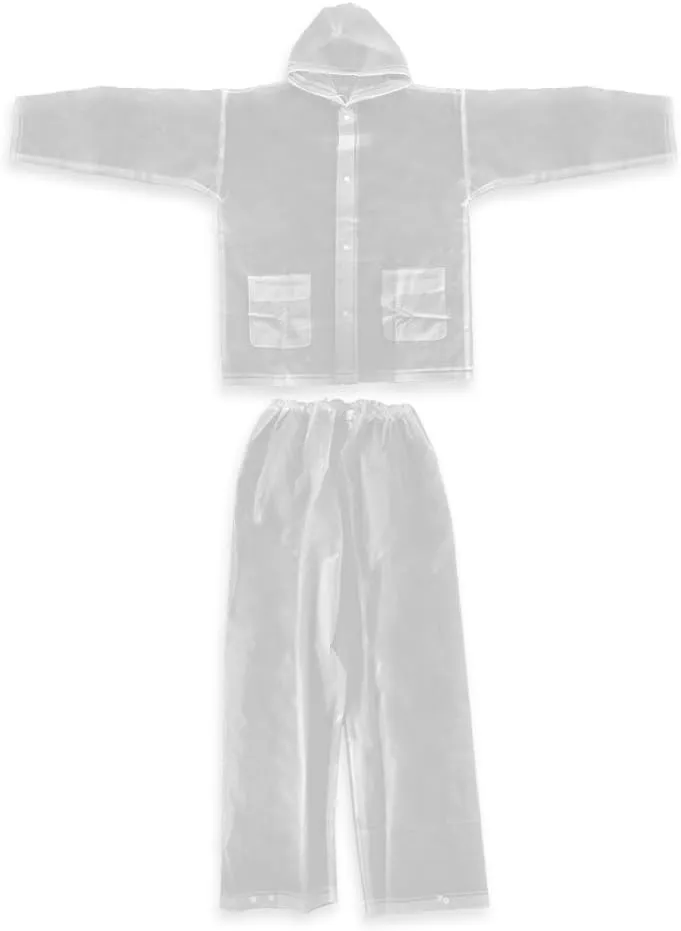 Tbest Clear Raincoat,Unisex Transparent Raincoat Rain Suit Rainwear Portable Fashionable Outdoor Clear Rain Coat Pants Emergency Rain Wear For Adult Traveling Camping Hiking Fishing(L)