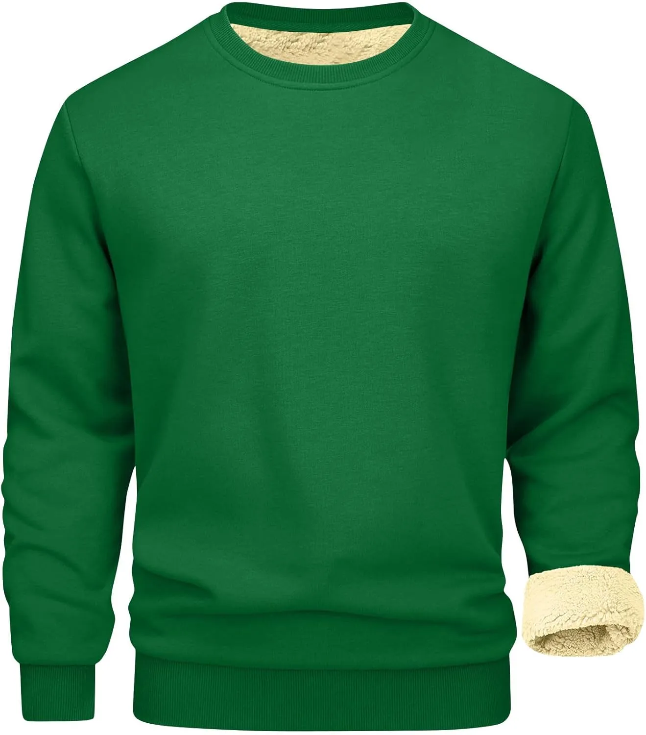 Thermal Shirts for Men Sherpa Lined Pullover Sweatshirt Crewneck Warm Long Sleeve Shirt Winter Fleece Sweatshirts