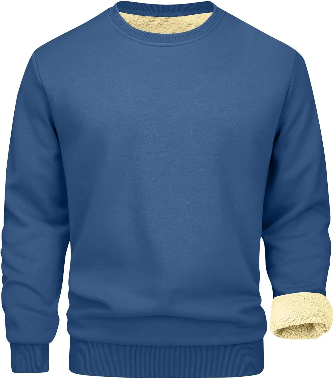 Thermal Shirts for Men Sherpa Lined Pullover Sweatshirt Crewneck Warm Long Sleeve Shirt Winter Fleece Sweatshirts