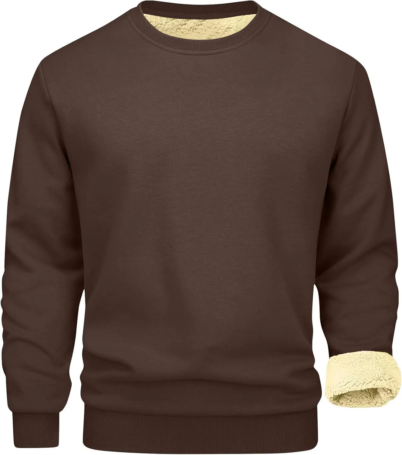 Thermal Shirts for Men Sherpa Lined Pullover Sweatshirt Crewneck Warm Long Sleeve Shirt Winter Fleece Sweatshirts
