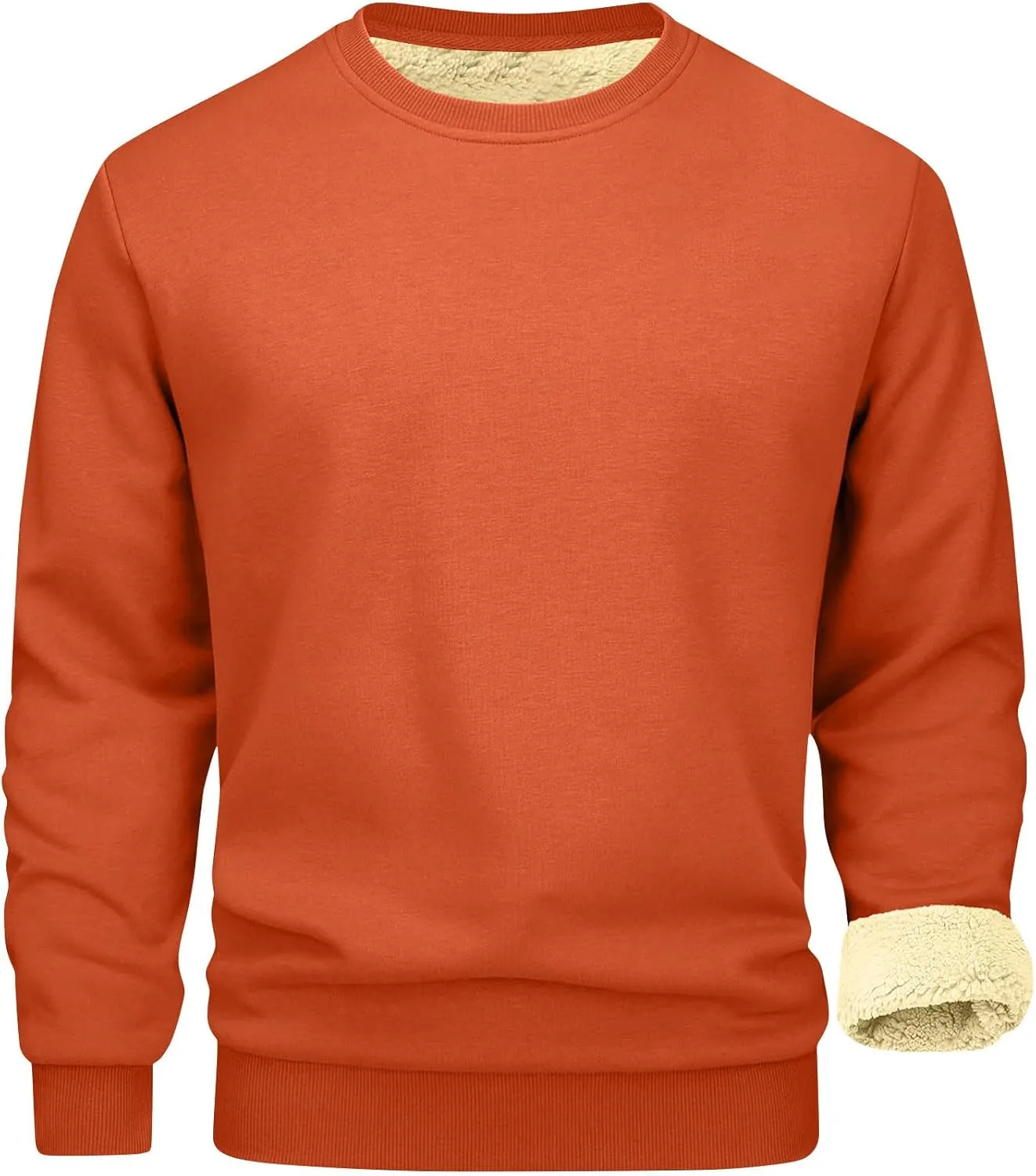 Thermal Shirts for Men Sherpa Lined Pullover Sweatshirt Crewneck Warm Long Sleeve Shirt Winter Fleece Sweatshirts