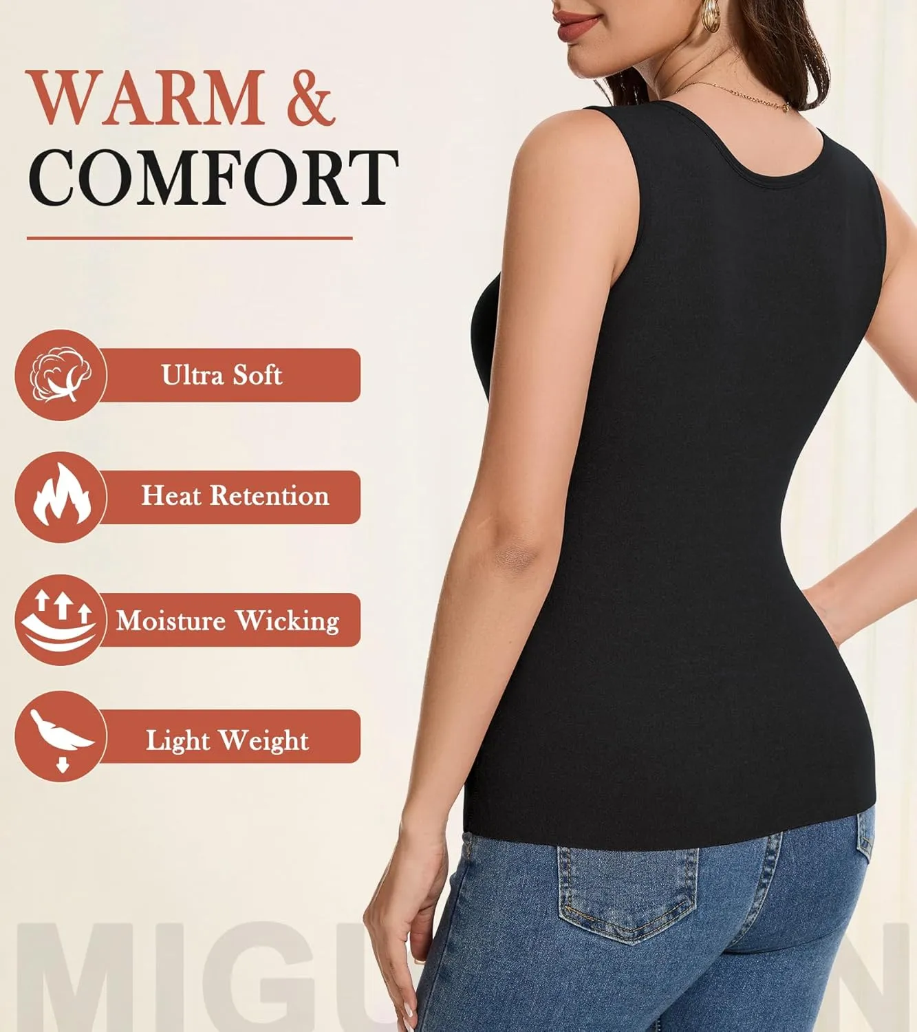 Thermal Tank Top Women Fleece Lined Undershirt V Neck Lace Camisole Tops Warm Base Layer Underwear Cami Vest