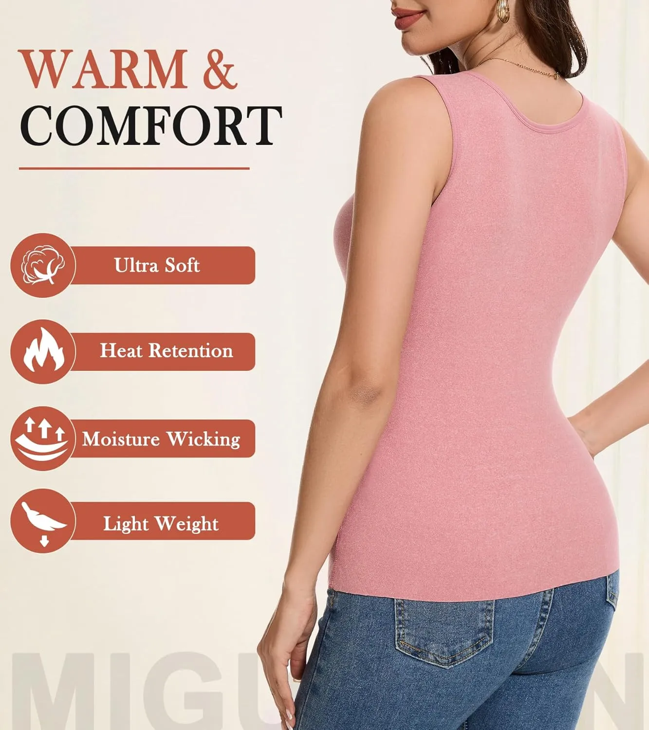 Thermal Tank Top Women Fleece Lined Undershirt V Neck Lace Camisole Tops Warm Base Layer Underwear Cami Vest