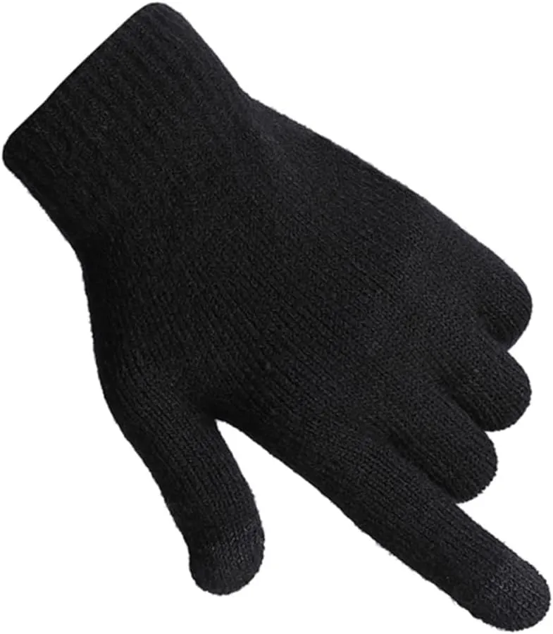 Thick Knitted Gloves for Men Touch Screen Warm Winter Gloves for Cold Weather