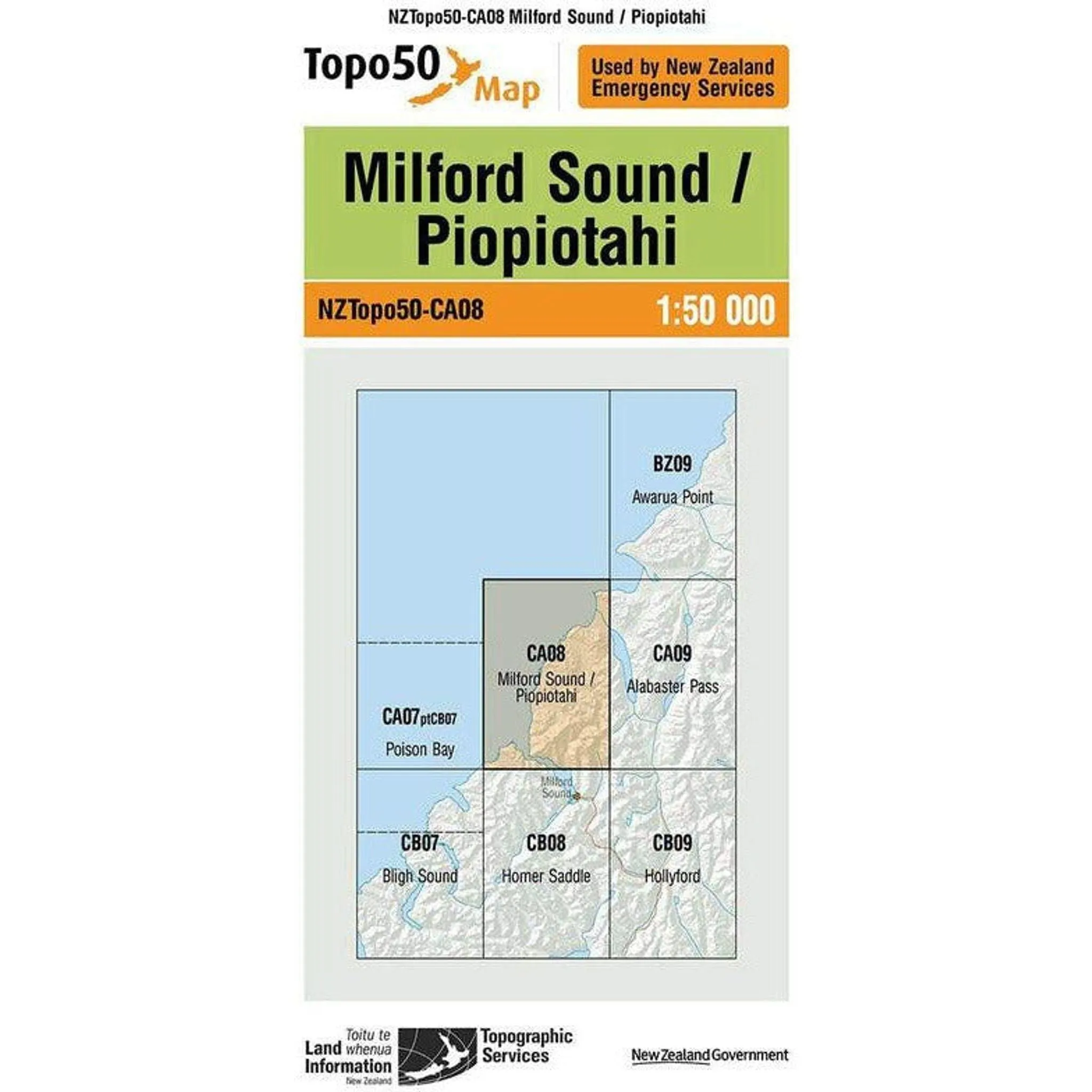 Topo Map 50 Milford Sound Piopiotahi CA08