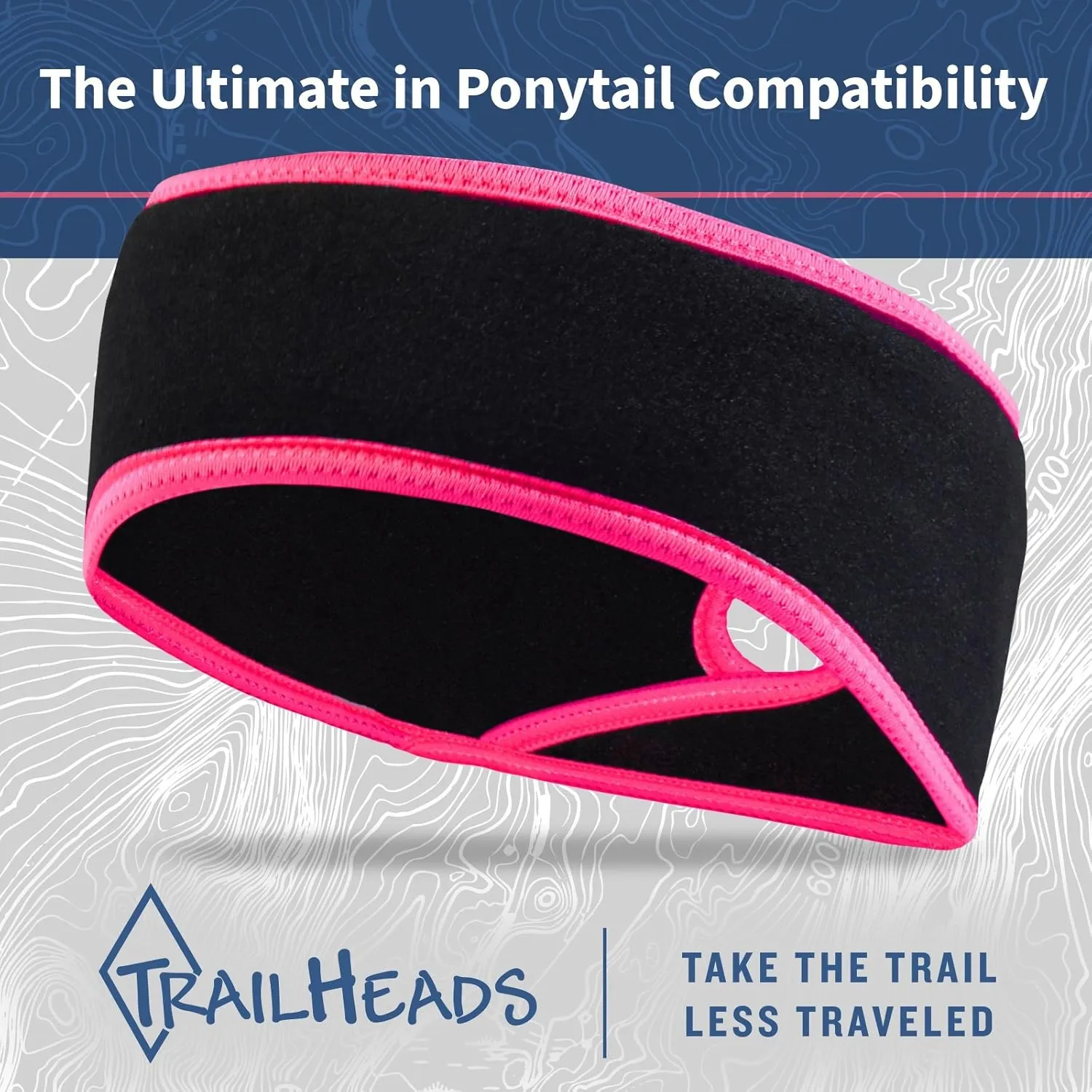 TrailHeads Womens Ponytail Headband | Fleece Earband | Winter Running Headband