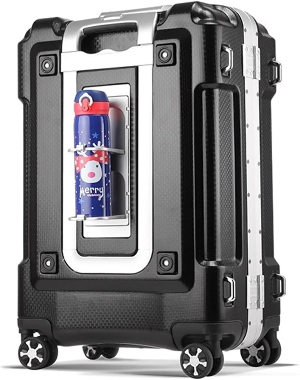 Travel Suitcases with Wheels Luggage Aluminum Frame Trolley Case Trolley Case Travel Case Stylish Simple Luggage Boarding Case With Water Cup Holder (Color : White, Size : 20inch)