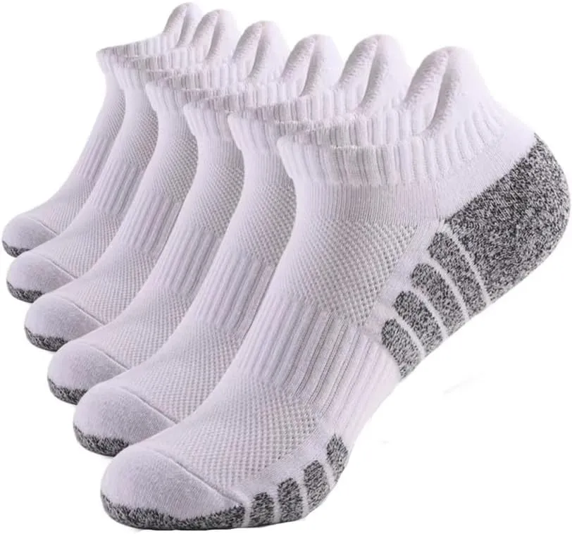Unisex 6 Pair Running Socks with Arch Compression Support,Breathable Thick Low Cut No Show Athletic Hiking Sock.