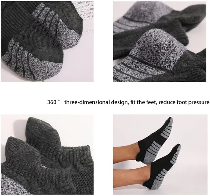 Unisex 6 Pair Running Socks with Arch Compression Support,Breathable Thick Low Cut No Show Athletic Hiking Sock.