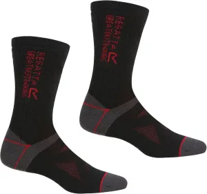 Unisex Adult Wool Hiking Boot Socks (Pack of 2) (10, 13) (Black/Dark Red)