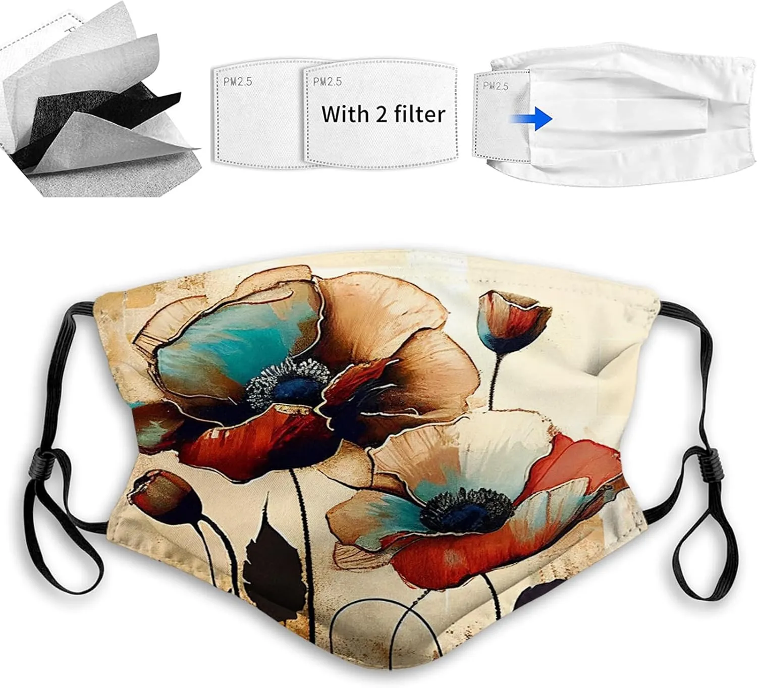 Unisex Comfortable Filter Sponge Windproof Mask Printed,Mouth Cover,Face Mask Reusable Washable Cloth Adult 881