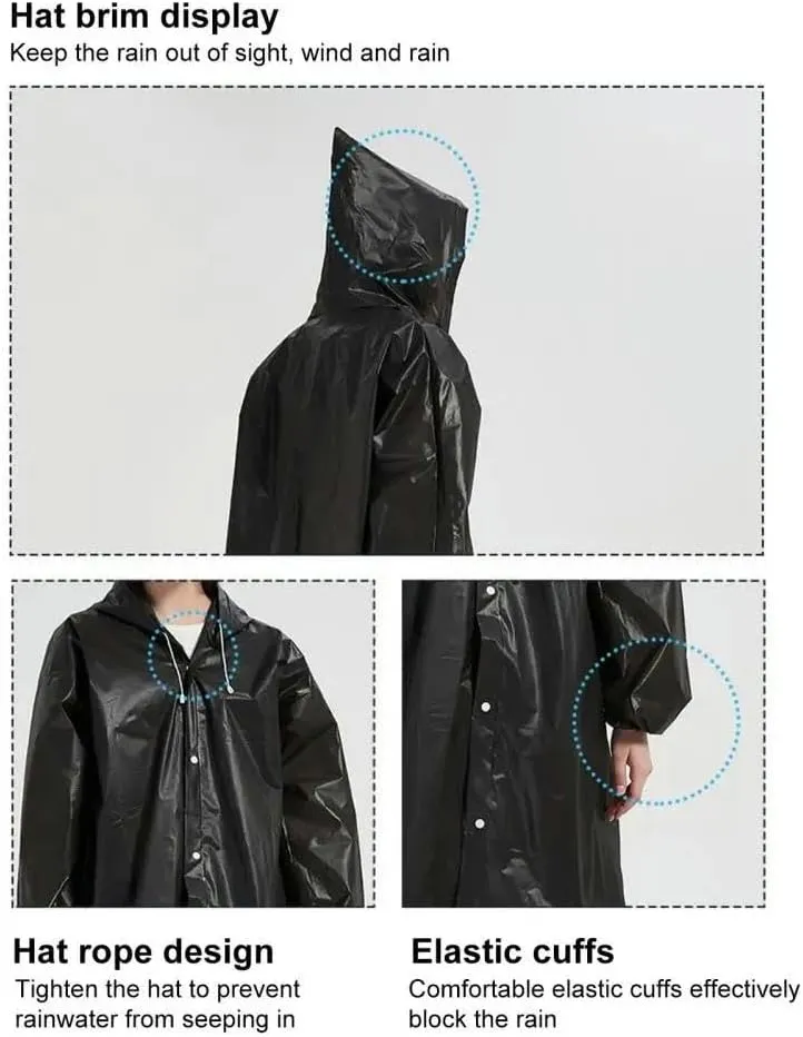 Unisex Raincoat Thickened Raincoat Women Waterproof Men Black Camping Waterproof Rainwear
