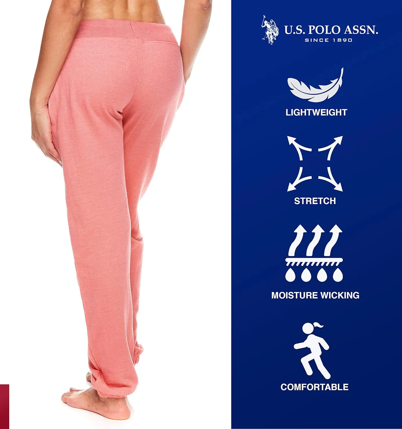 U.S. Polo Assn. Womens Sweatpants - Women Joggers Sweats with Logo Print - French Terry Poly-Cotton