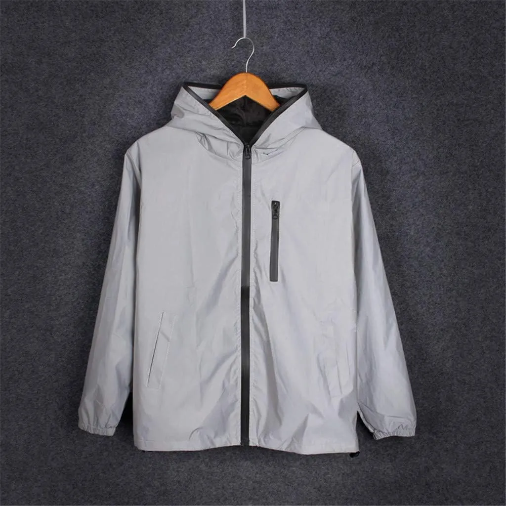 Waterproof Rain Jackets Reflective Lightweight Long Trench Coats for Men Windbreaker Rain Coat Men Men's Jacket Fall