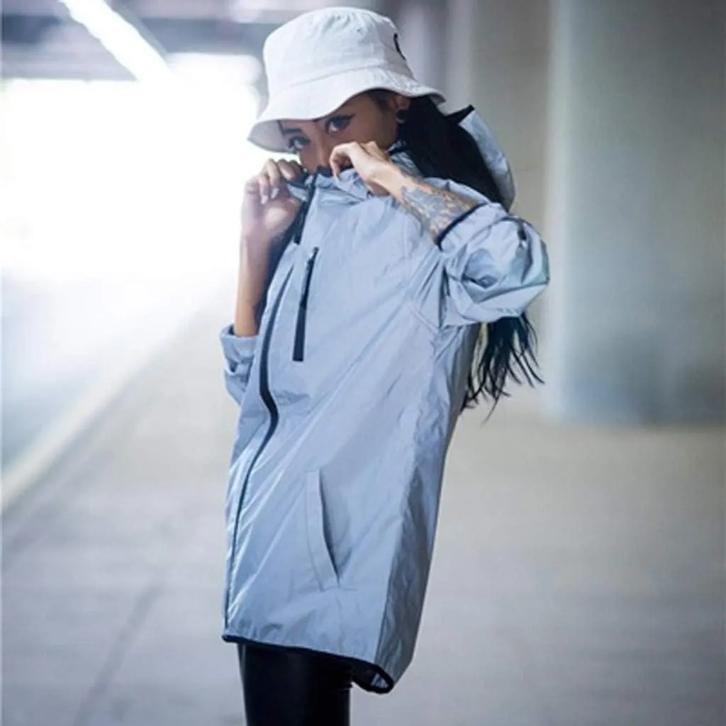 Waterproof Rain Jackets Reflective Lightweight Long Trench Coats for Men Windbreaker Rain Coat Men Men's Jacket Fall