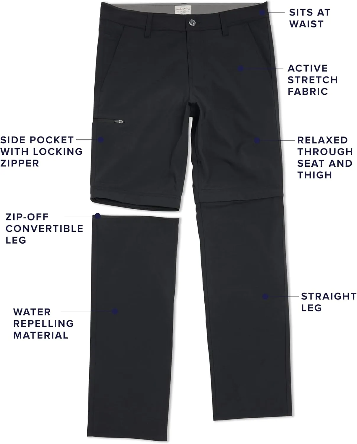 Weatherproof Vintage Mens Convertible Pants - Hiking Pants for Mens with Zip-Off to Short | Mens Utility Hiking Travel Pants