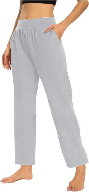Wide Leg Pants High Waist Workout Pants Wide Straight Leg Sports Trousers Flared Trousers with Pocket for Yoga