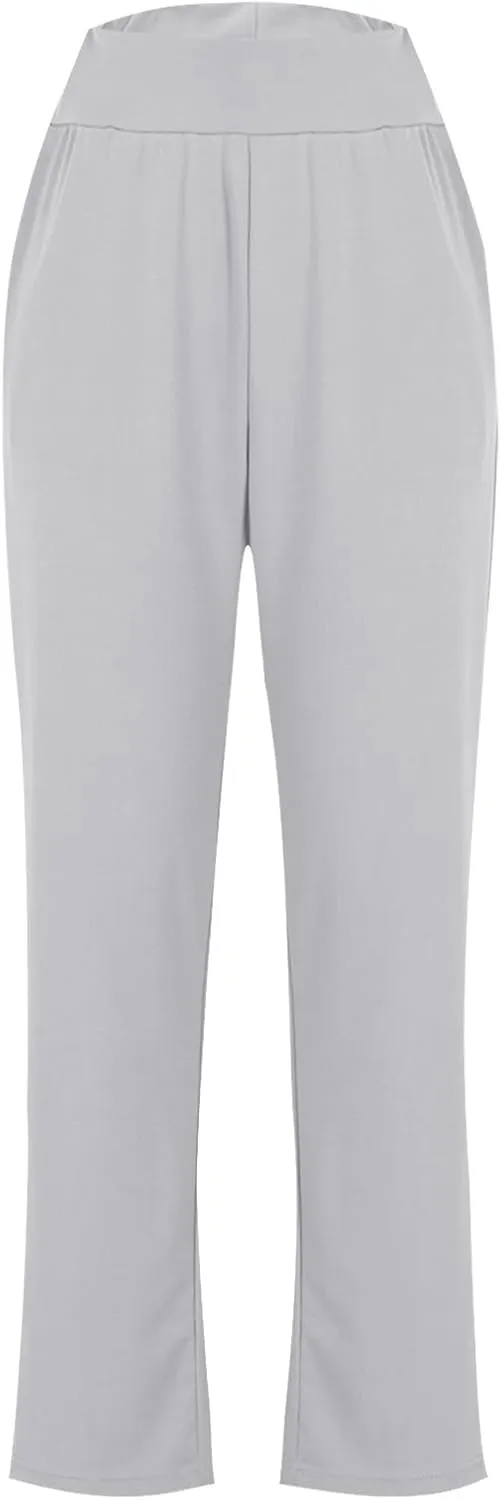 Wide Leg Pants High Waist Workout Pants Wide Straight Leg Sports Trousers Flared Trousers with Pocket for Yoga