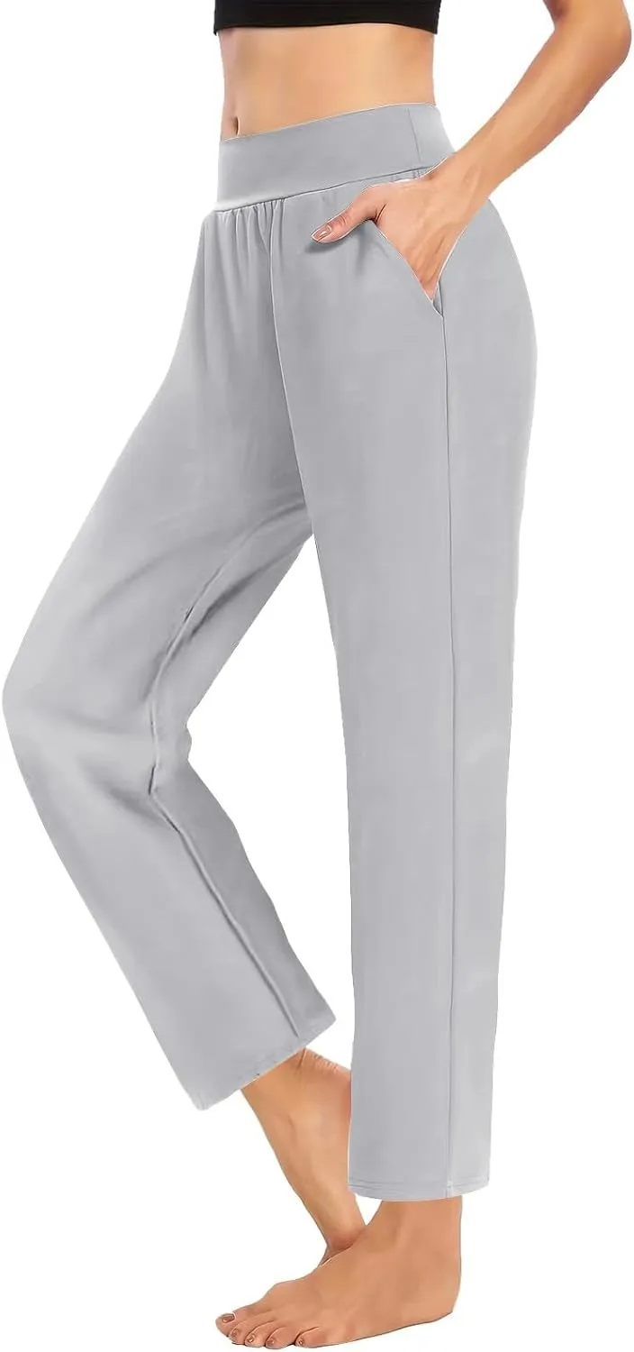 Wide Leg Pants High Waist Workout Pants Wide Straight Leg Sports Trousers Flared Trousers with Pocket for Yoga
