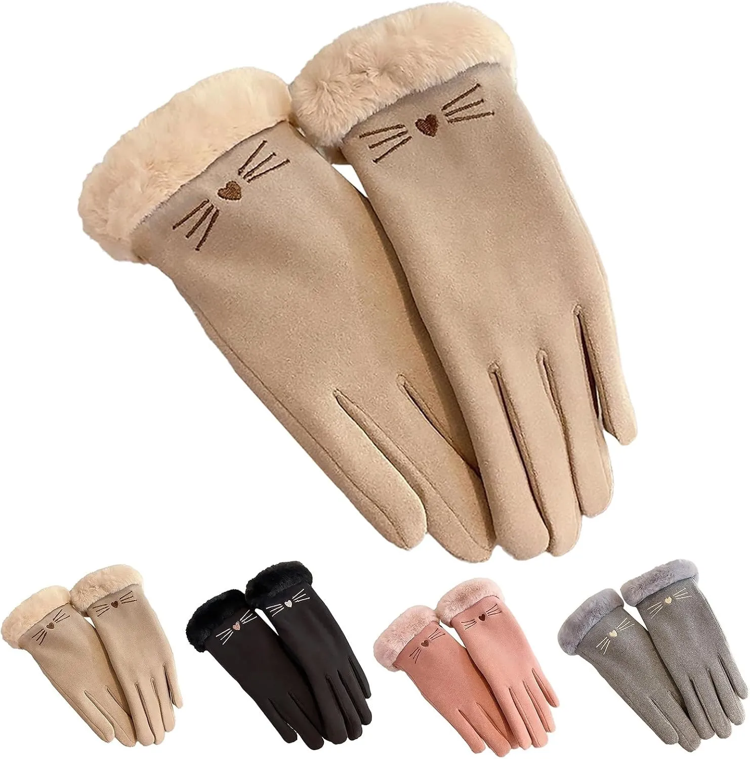 Winter Gloves for Women, Warm Touc Screen Texting Gloves, Womens Knit Glove Soft Thick Fleec Lined Cute Gloves