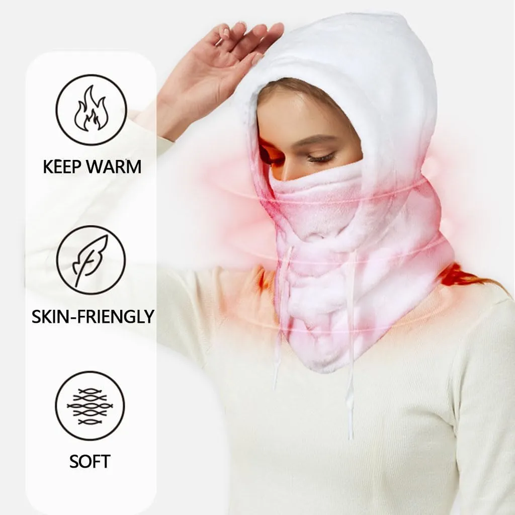 Winter Ski Face Mask for Men Women, Windproof Warm Face Cover Helmets Hats, Plush Hooded Scarf for Cold Weather
