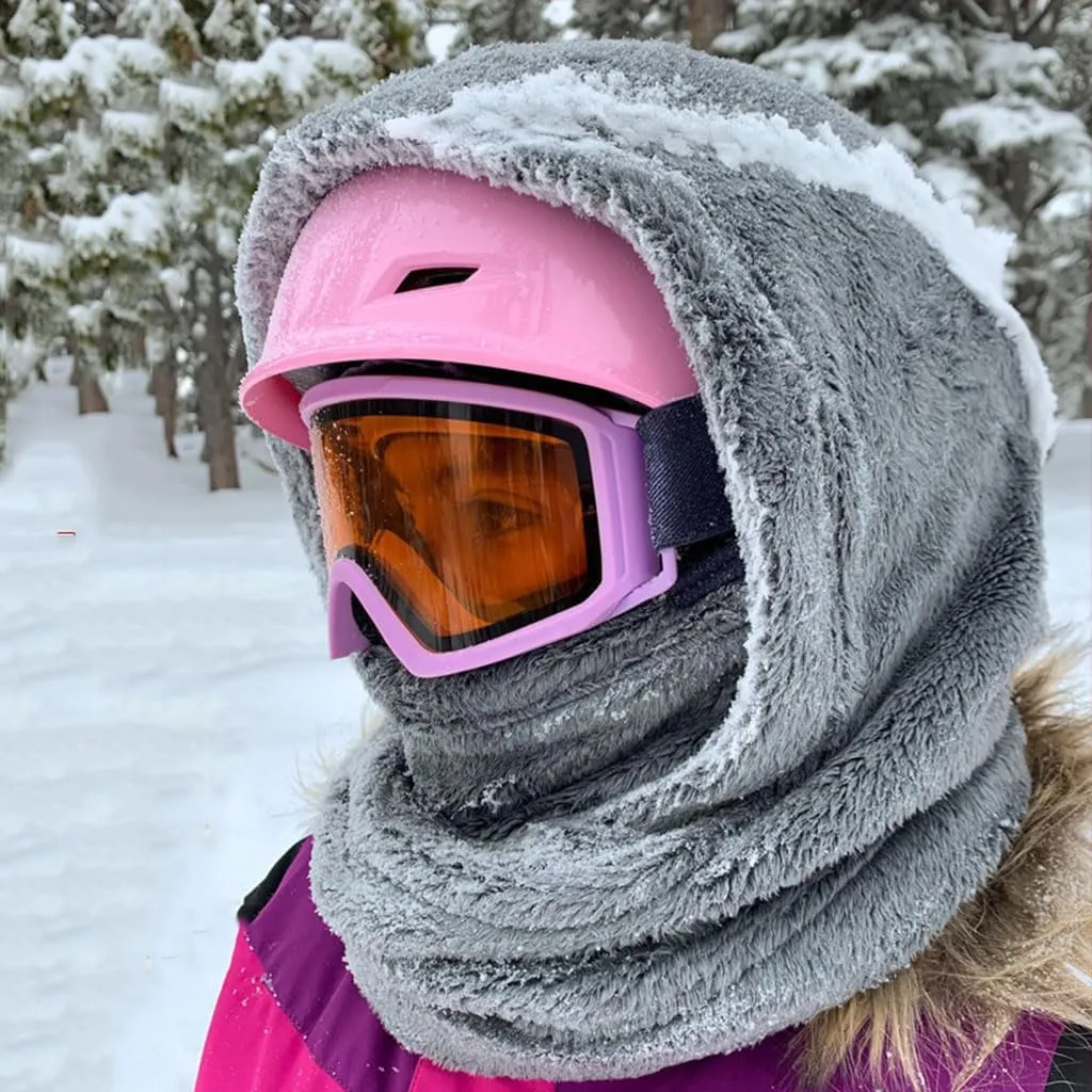 Winter Ski Face Mask for Men Women, Windproof Warm Face Cover Helmets Hats, Plush Hooded Scarf for Cold Weather