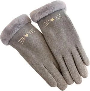 Winter Suede Gloves for Cold Weather Comfortable Womens Gloves Snow Gloves Windproof Warm Driving Gloves