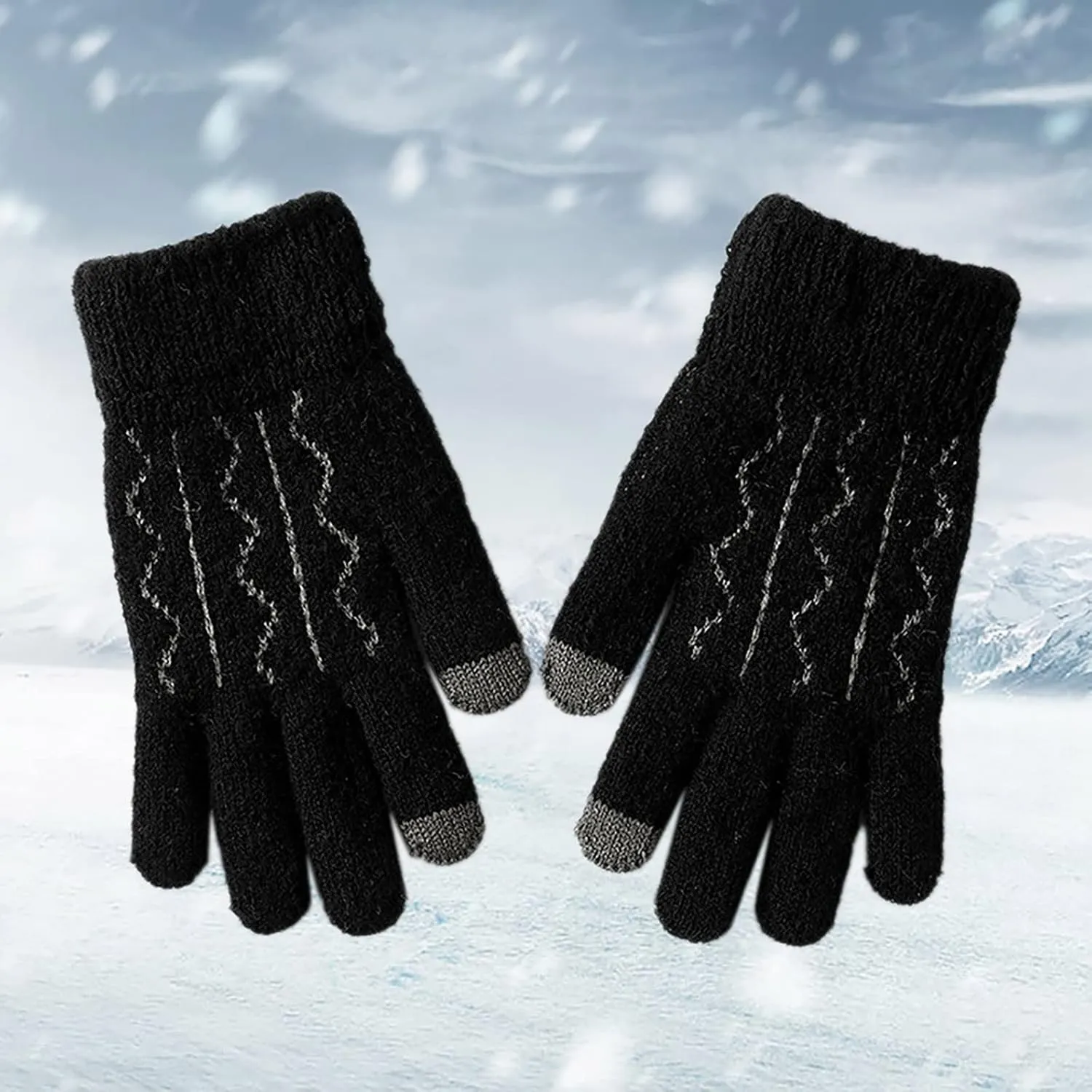 Winter Touchscreen Gloves Warm Anti-Slip Touchscreen Lined Knit Glove for Men Women