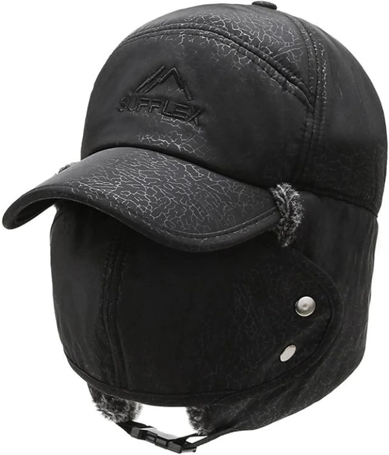 Winter Trapper Hats for Men with Full Face Ear Flap Windproof Winter Hats with Windproof Mask Hunting Aviator Hat Faux Fur Warm Hunting Skiing Cycling Cold Weather Hats Black
